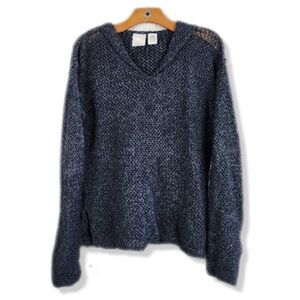 Vintage by next era Chunky Loose Knit Wool Blend Hooded Crochet Pullover Sweater